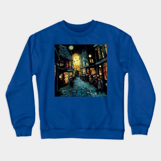 Starry Night in Diagon Alley Crewneck Sweatshirt by Grassroots Green